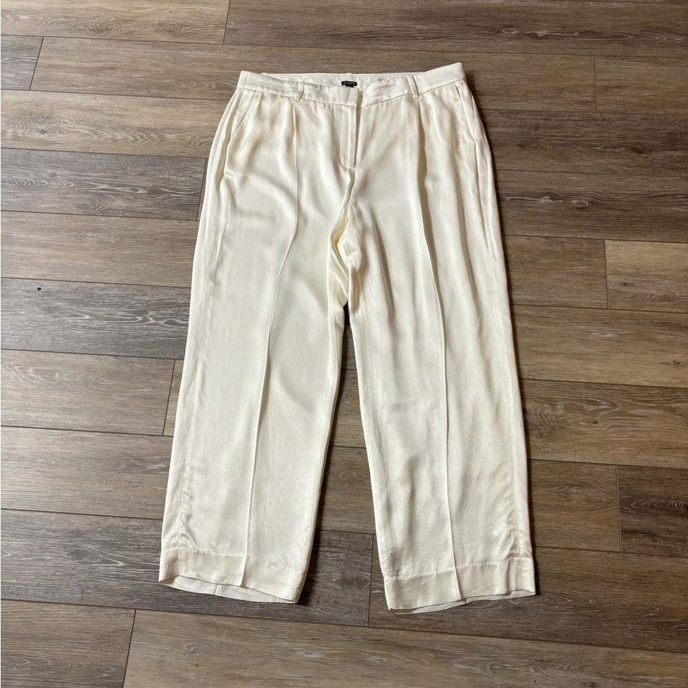 J Crew Pants Sz 16 Straight Leg Essential Luster Crepe Satin BT428 Office Party